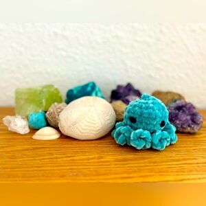 Keychain Mini Velvet Sea Green Octopus Plushie Handmade Crochet